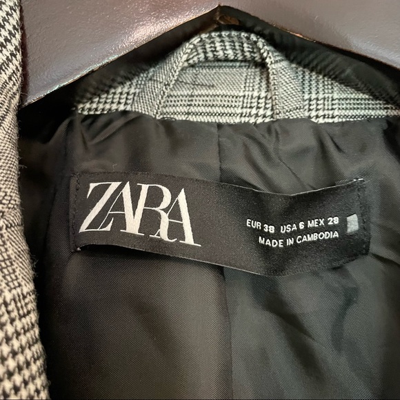 Zara Check Tailored Blazer Jacket US 6 - Picture 7 of 12